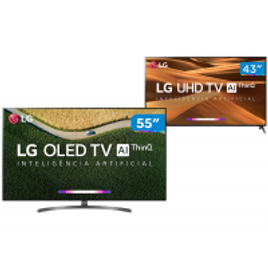 Imagem da oferta Smart TV 4K OLED 55” LG OLED55B9PSB Wi-Fi - HDR + Smart TV 4K LED 43” LG 43UM7300PSA Wi-Fi HDR