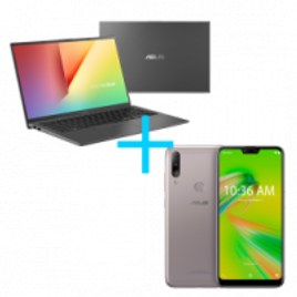 Imagem da oferta Kit Notebook ASUS VivoBook X512FB-BR501T Cinza + Smartphone ASUS Zenfone Max Shot 3GB/64GB (32GB+32GB) Prata