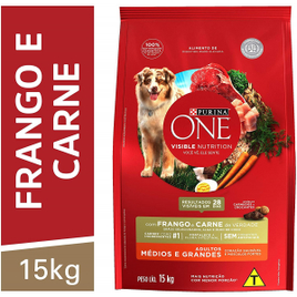 Nestlé Purina One Ração Seca para Cães Adultos Médios e Grandes Frango e Carne 15kg