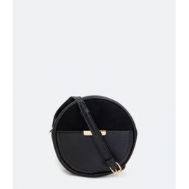 Bolsa Transversal Redonda com Recorte e Plaquinha Frontal