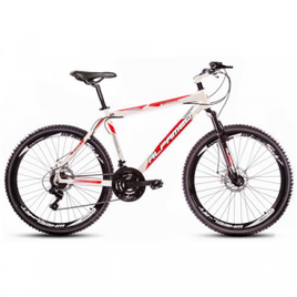Imagem da oferta Bicicleta Alfameq Stroll Aro 26 Freio À Disco 21 Marchas - Branca Com Vermelho - Quadro 17