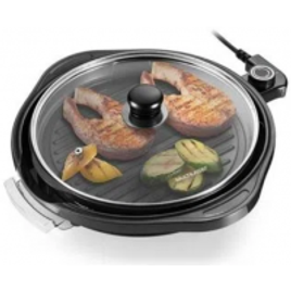 Panela Grill Gourmet 127V 1200W Grelha Antiaderente Preto Multilaser - CE053