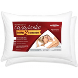 Imagem da oferta Travesseiro Ortobom Casadinho Fibra de Poliéster Siliconizada 45 x 65 cm Branco – 2 Peças