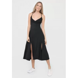 Vestido FiveBlu Midi Fenda Preto