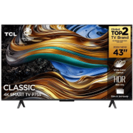 Imagem da oferta Smart TV 43'' Ultra HD 4K TCL 43P755 LED com Google TV Dolby Vision e Atmos HDR10+ Wi-Fi Bluetooth