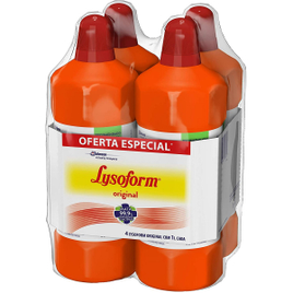 Kit com 4 Desinfetantes Lysoform Bruto Original 1L cada