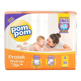 Imagem da oferta Fraldas Protek Proteção de Mãe G - Pom Pom - 40 Unidades