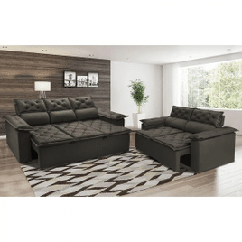 Imagem da oferta Conjunto de Sofá 3 e 2 Lugares Retrátil e Reclinável Cama inBox Compact 200x150m Velusoft