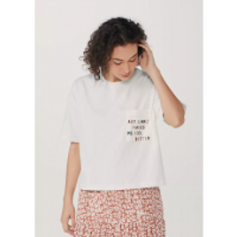 Blusa com Estampa Flocada em Algodão - Feminina