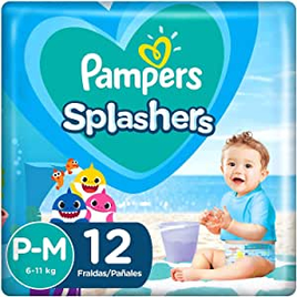 Fraldas Descartáveis para Água Pampers Splashers Baby Shark -12 Fraldas