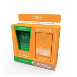 Imagem da oferta Kit Vichy Protetor Solar Facial Idéal Soleil Efeito Base Cor Clara FPS50 40g + Gel de Limpeza Normaderm 40g