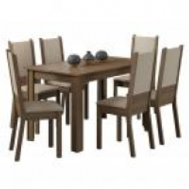 Imagem da oferta Conjunto Sala de Jantar Amanda Madesa Mesa Tampo de Madeira com 6 Cadeiras - Outros Móveis