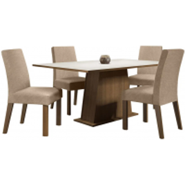 Imagem da oferta Conjunto Sala de Jantar Madesa Flavia Mesa Tampo de Madeira com 4 Cadeiras Rustic/Branco/Imperial