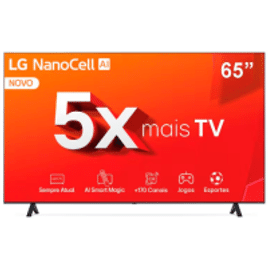 Imagem da oferta Smart TV 4K 65" LG NanoCell com Processador a5 Ger7 AI Hub de Esportes Alexa/Chromecast integrado webOS 24 - 65NANO80T