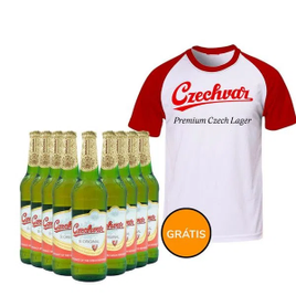 Pack 9 Cervejas Tcheca Czechvar 500ml + Camiseta