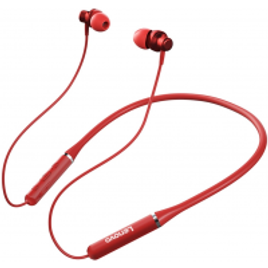 Fone de Ouvido Lenovo Bluetooth HE05 com IPX5 Vermelho