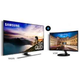 Imagem da oferta Smart TV QLED 4K Q70T 2020 55" + Monitor LED 24" - Samsung