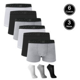Imagem da oferta Kit 6 Cuecas Boxer Cotton Duomo + 3 Pares De Meia Ted Socks 1500 Sortidas