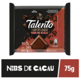 Imagem da oferta 10 Unidades - Chocolate Talento Dark Nibs de Cacau 75g