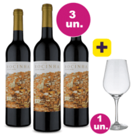 Imagem da oferta Kit 3 Vinhos Rocinha + Taça Cristal