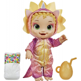 Imagem da oferta Baby Alive Bebessauro Loira Bebê Tricerátops - Boneca que bebe e faz xixi - F0933 - Hasbro