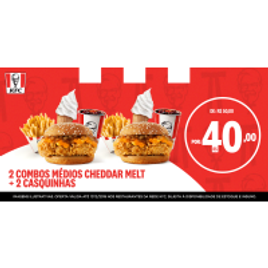 Imagem da oferta KFC 2 combos médios cheddar + 2 casquinhas