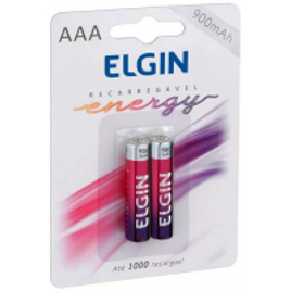 Imagem da oferta Pilha Recarregável Ni-MH AAA-900mAh blister com 2 pilhas Elgin Baterias