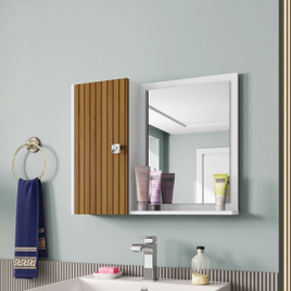 Espelheira para Banheiro Bechara Gênova 1 Porta Branco Ripado