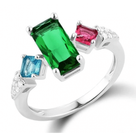 Imagem da oferta Anel Life Coloré Prata Cristal Verde Rosa e Azul