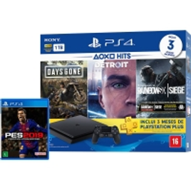 Imagem da oferta Console Playstation 4 Slim 1TB Hits Bundle 5 + Controle Dualchock 4 + Game Pro Evolution Soccer 2019 - PS4