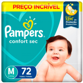 2 Pacotes Fralda Descartável Infantil Confort Sec M Pampers - 72 Unidades (Total 144 Unidades)