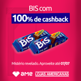Imagem da oferta BIS com 100% de cashback no AME
