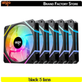 Imagem da oferta Kit 5 Fans Aigo AM12 PRO RGB 81.6 CFM