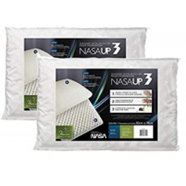 Imagem da oferta Kit 2 Peças Travesseiro Nasa Up 3 para Fronhas 50x70 cm Fibrasca Revestimento 100% Poliéster Branco