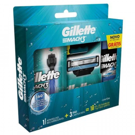 Imagem da oferta Kit Gillette Mach3 Regular Aqua-Grip + 2 Cargas + Gel de Barbear Complete Defense 72 ml