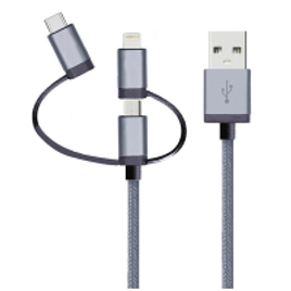 Imagem da oferta Cabo 3 em 1 Geonav Lightning MFI/Micro USB/USB-C 1.5 Metros - LMC31GR