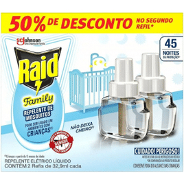 Imagem da oferta Raid Refil Líquido Repelente Elétrico 45 Noites Family 2 Unidades