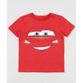 Imagem da oferta Camiseta Infantil Relâmpago McQueen Carros Manga Curta Gola Careca Vermelha