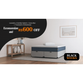 Imagem da oferta Colchão Emma Hybrid Solteiro + Cama Baú + Travesseiro Antiestresse