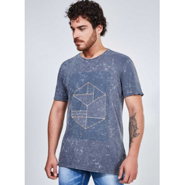 Camiseta Marmorizada Estampa Geométrica