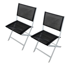 Imagem da oferta Kit com 2 Cadeiras Importado Cine Dobráveis - Branca/Preta - Cadeiras para Áreas Externas