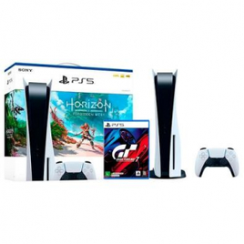 Kit Console Sony Playstation 5 + Horizon Forbidden West + Gran Turismo 7 Edição Standart - PS5