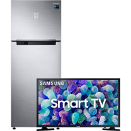 Imagem da oferta Geladeira/Refrigerador Samsung Duplex RT46K6261S8 Inox Look 453L  + Smart TV LED 32'' Samsung 32T4300 HD - WIFI HD