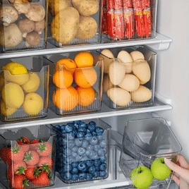 Imagem da oferta Conjunto com 6 Organizadores de Geladeira de Plástico Transparente sem Bpa