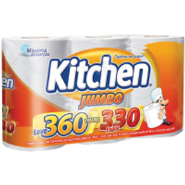 Imagem da oferta Papel Toalha Kitchen Jumbo Folha Dupla Pack com 3 rolos de 110 unidades de 19x20 cm cada