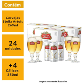 Imagem da oferta Kit Stella Artois 24 cervejas 269ml + 4 Cálices