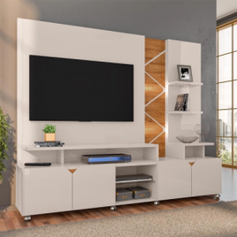 Painel Para TV Cross Até 55 Polegadas - Off White/Amêndoa - Lukaliam