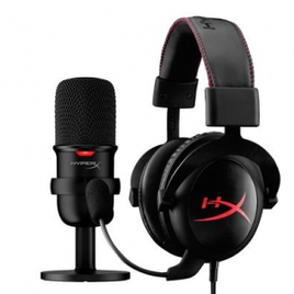 Kit Streamer HyperX Headset Gamer LED Driver 53mm + Microfone Condensador USB- HBNDL0001