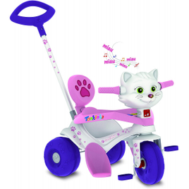 Triciclo Passeio e Pedal Tonkinha Gatinha com Som - Alô Bebê Bandeirante