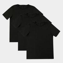 Imagem da oferta Kit 3 Camisetas Básicos K013 Feminina - Preto